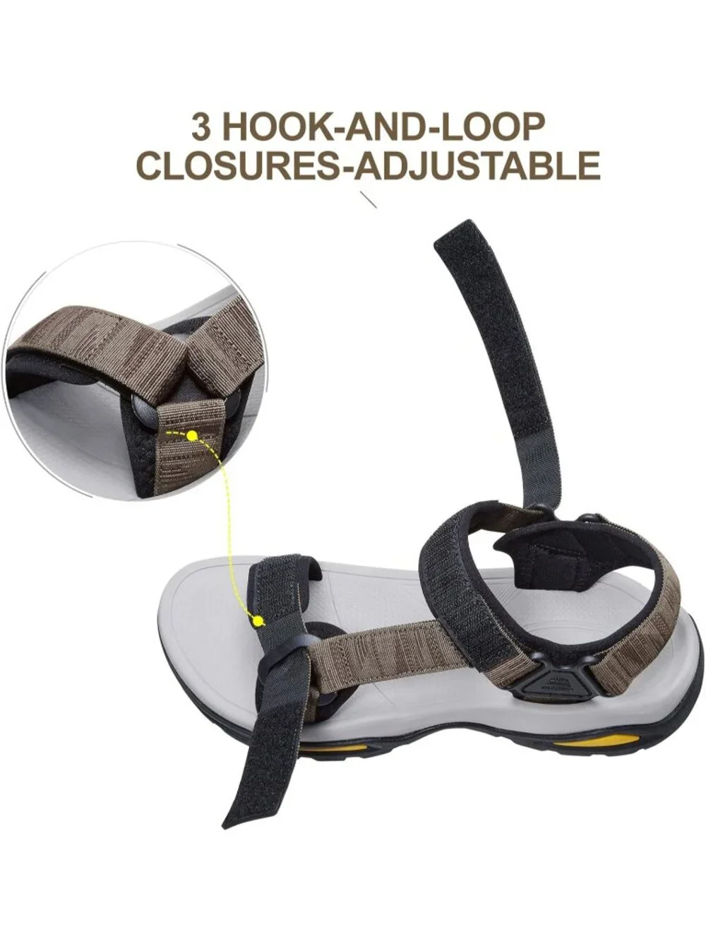Men's Brown Arch Support Open Toe Beach Comfortable Hiking Sandals Shoes